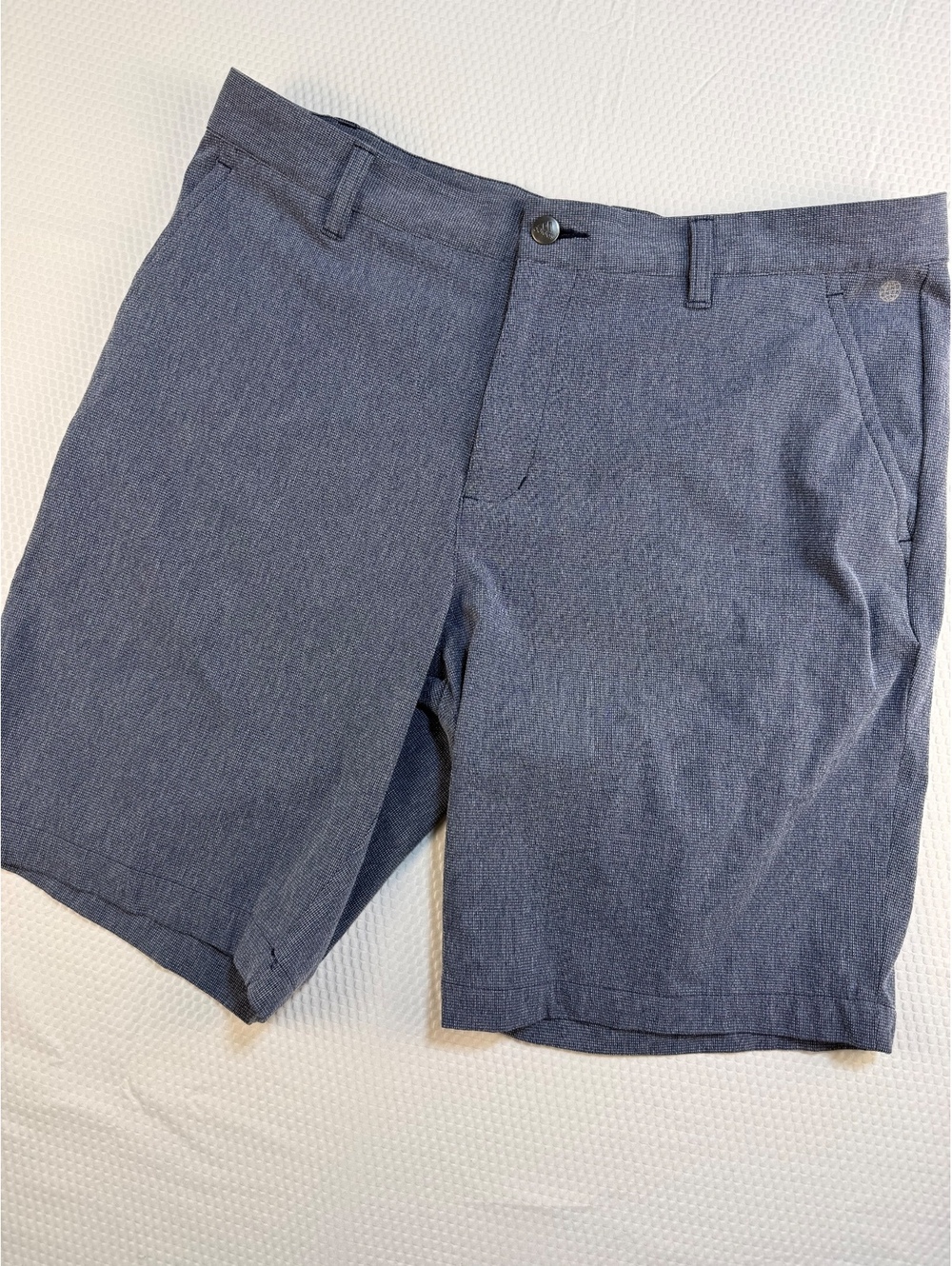 Adidas Golf Shorts Men 35 Blue Heathered Crosshatch Performance Preppy